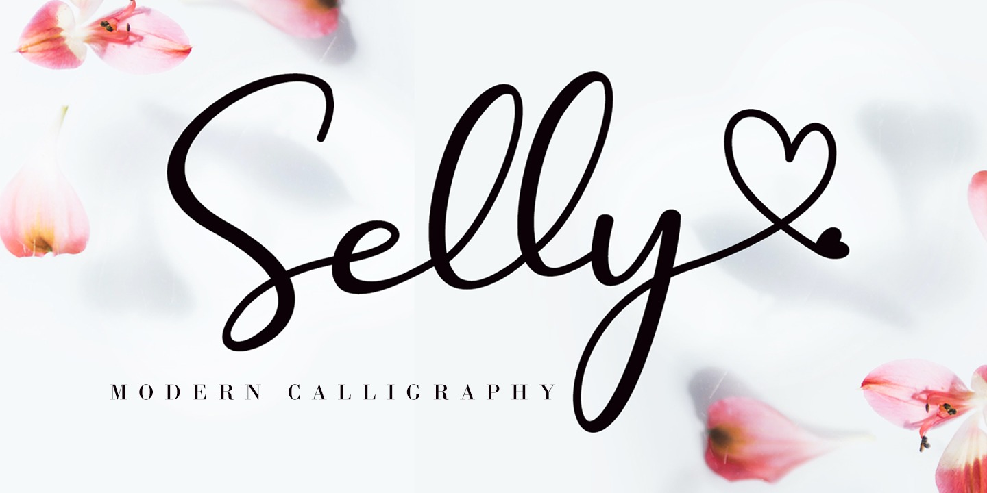 Ejemplo de fuente Selly Calligraphy